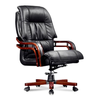 Chaise de bureau en cuir de haute qualité pas cher confortable en bois massif patron président bureau grande classe chaise en cuir en gros