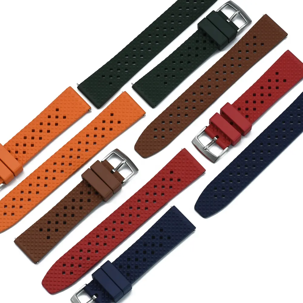 JUELONG Honeycomb 20mm Waterproof FKM Rubber Watch Bands With Quick Release Rubber Watch Strap for Diving Sports