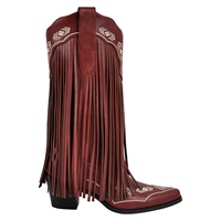Bottes de cowboy western à franges pour femme 2025, bordeaux, brodées, mi-mollet, chaussures de mode pour soirée