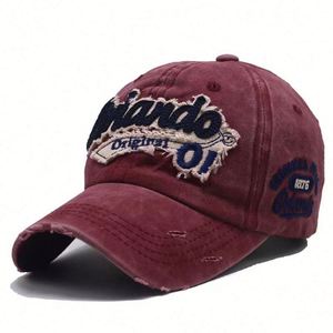 Casquettes de baseball vintage 100 % coton, effet usé, personnalisées, déchirées pour hommes – Vente en gros - Product Image 2