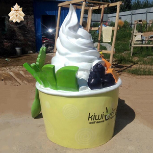 Bán Buôn Giá Rẻ Hơn Ngoài Trời Trang Chủ Trang Trí Sân Vườn Lớn Đứng Waffle Cone Sợi Thủy Tinh <span class=keywords><strong>Ice</strong></span> Cream Bức Tượng Điêu Khắc - Product Image 3
