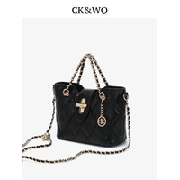 Sacs messager de luxe de créateur pour femme, mini sac à main noir uni en PU texturé avec fermoir torsadé et bandoulière chaîne, idéal pour le shopping, les soirées et les voyages