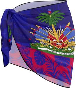 Paréos de plage en mousseline pour femmes, motif drapeau haïtien, jupes de plage uniques pour <span class=keywords><strong>les</strong></span> vacances d'été - Product Image 3