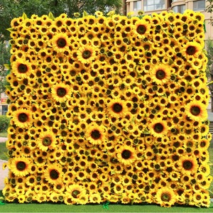 Panel de Flores Artificiales de Girasol 3D 5D de Lujo, Tela de Seda, Fondo de Pared para Bodas, Fondo de Flores y Plantas, 8 pies x 8 pies - Product Image 4
