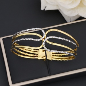 JXX Fashion Jewelry 24k <b>Gold</b> Plated Wedding for <b>Bracelet</b> Double Color Open Bangle Fashion Accessories - Product Image 3