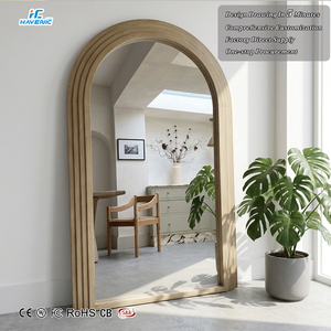 <span class=keywords><strong>Miroir</strong></span> sur pied arqué <span class=keywords><strong>en</strong></span> <span class=keywords><strong>bois</strong></span> naturel de style minimaliste nordique, incassable, <span class=keywords><strong>en</strong></span> <span class=keywords><strong>bois</strong></span> <span class=keywords><strong>massif</strong></span>, décoratif, pleine longueur - Product Image 1