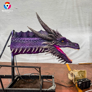 Tête de <span class=keywords><strong>dragon</strong></span> animatronique violette de 1,5 m avec LED lumineuses, modèle de dinosaure réaliste, accessoire interactif pour parc d'attractions - Product Image 3