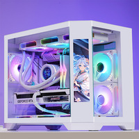 Dreamer Mid-Tower MicroATX Desktop Water-Cooled Atx Computer case with Panoramic Glass Side Panel Metal Construction in Stock