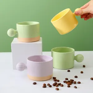 Mug Kopi Sederhana Hijau 7 OZ Promosi Mug Keramik Nordic Hadiah Pernikahan Mug Keramik untuk Hadiah