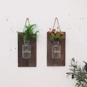 Экологичный домашний декор Oem, Настенная подвесная ваза в стиле ретро для гидропоники, воздуха, зеленых растений, дерева, настенная ваза, подвесная ваза