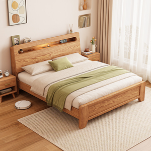 Cadre de <span class=keywords><strong>lit</strong></span> plateforme moderne en bois massif, multifonctionnel pour tailles King/Queen/Full, design durable et confortable - Product Image 4
