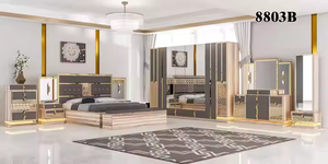 Ensemble de meubles de chambre à coucher King Size modernes de luxe Table de chevet <span class=keywords><strong>avec</strong></span> 5 rangements Meubles de maison en bois - Product Image 4