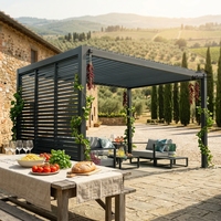 Pergola motorisée en aluminium Airfun avec toit à lames rétractables, auvent solaire, revêtement poudré résistant aux intempéries, abri de jardin pour patio