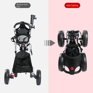 Elektrische golftrolley van aluminiumlegering met vier wielen, opvouwbaar ontwerp, loodzuurbatterij, max. snelheid 10 km/u, bereik 30-50 km - Product Image 1