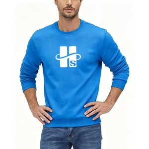 Sweat-shirt pour homme en molleton de coton et polyester de qualité supérieure, coupe classique légère, 270 GSM, bleu clair, fabriqué sur mesure en usine - Product Image 2