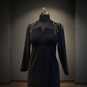 Vestido de Fiesta Elegante para Mujer, Diseño de Maternidad, Corto, Asimétrico, con Hombros Descubiertos, Manga Larga, Escote Corazón, para Eventos - Product Image 2