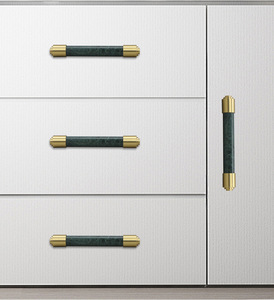 Tirador en forma de T pequeño de latón puro y mármol natural para armario, cajón, gabinete o baño de lujo nórdico europeo de alta gama - Product Image 6