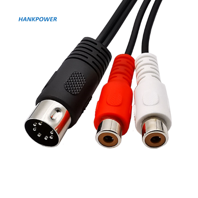 OEM Factory 7 Core DIN Male MIDI 7Pin to 2 RCA Female Adapter Cable for Audio Video Equipment