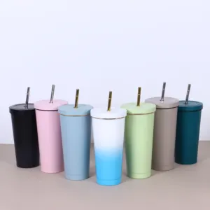 CUPPARK 750ML Double Wall Vacuum Insulated Stainless Steel Tumbler Drinkware with Straw Lid