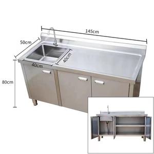 Wastafel Dapur Tunggal 36 Inci Bahan Stainless Steel 304 Tipe Undermount dengan Meja Kerja dan Kabinet Penyimpanan untuk Meja Dapur Besar - Product Image 2
