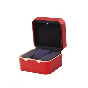 LED Light PU Leather <b>Watch</b> Storage Box Octagonal Gold Rim Big <b>Watch</b> Gift Boxes <b>Cases</b> - Product Image 5