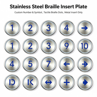 Plaque d'insertion de bouton d'ascenseur en braille en acier inoxydable avec numéros et symboles personnalisés pour panneaux métalliques accessibles (taille personnalisée)
