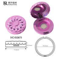 Boîtier de poudre compact rond vide de luxe pour blush, couleur or rose, avec miroir, logo personnalisé
