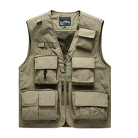 Gilet d'été pour hommes toutes saisons en maille à séchage rapide multi-sacs pour la photographie publicité chasse tir pêche fermeture à glissière