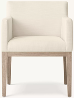 Fauteuil de salle à manger moderne et élégant avec dossier incurvé lisse et accoudoirs en tissu, coussin d'assise élastique.