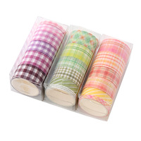 Ensemble de rubans adhésifs en papier washi à carreaux coréens, longueur 2m, papeterie créative, journaux de style quadrillé, autocollants faits à la main