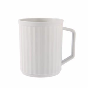 Vaso minimalista para cepillos de dientes, vaso de plástico a rayas de 301-400ml para uso doméstico, color beige, gris, rosa - Product Image 3