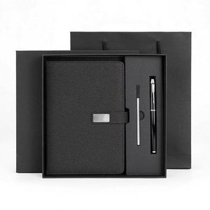 Wholesale Promotional A5 Leather Hardcover Notebook Journal for Gift Custom Diary Notebook Gift Set With <b>Pen</b> and <b>Refill</b> for Sale - Product Image 2