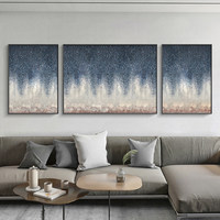 Peinture à l'huile sur toile faite à la main, thème ciel étoilé, cadre métallique, art mural texturé minimaliste moderne haut de gamme pour salon
