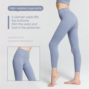 Grosir Set Yoga pinggang tinggi wanita kustom celana Yoga kontrol perut berkualitas tinggi + atasan ketat kain melar - Product Image 3