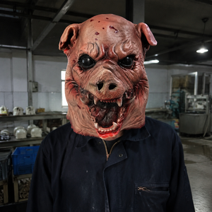 Masque <span class=keywords><strong>de</strong></span> tête <span class=keywords><strong>de</strong></span> cochon sanglant effrayant en latex naturel, accessoire <span class=keywords><strong>de</strong></span> costume d'<span class=keywords><strong>horreur</strong></span> animal monstre pour adulte, thème Noël, cosplay, halloween - Product Image 1
