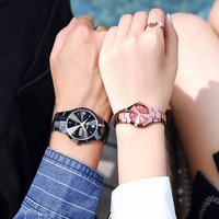 Montres de couple tendance de la marque OLEVS, montre-bracelet à quartz, mode, affaires, hommes, femmes, montres en acier tungstène 8697