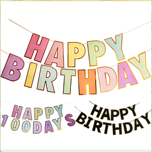 פסטל מקרוני חדש יום הולדת שמח באנר ילדים ציוד למסיבת יום הולדת וקישוטים - Product Image 3