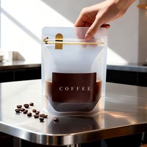Customize Printing Logo <b>Clear</b> Stand up Pouch Packaging Transparent Food Coffee <b>Plastic</b> <b>Bag</b> with Valve and Zipper - Product Image 4
