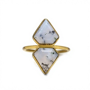 Venta de Navidad 10x14mm Ajuste de bisel Anillo de plata esterlina 925 para mujer fina con ágata de dendrita natural Anillo de venta de corte elegante - Product Image 1