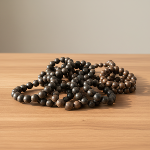 Pulsera de cuentas de madera de agar negro estilo budista vintage Dai Binh, unisex, hecha en Vietnam, 18 mm - Product Image 1