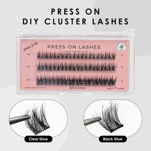 Cils en grappes moelleux autocollants, imperméables, forte tenue, colle pour extensions de cils à presser, bande complète, cils vaporeux, <span class=keywords><strong>effet</strong></span> 3D - Product Image 2