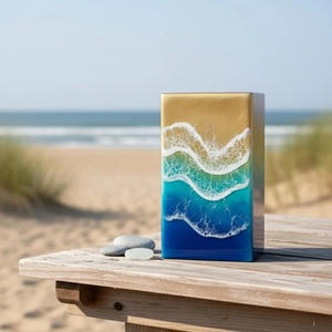 Urna Funeraria de Madera Rectangular con Resina Epoxi de Colores, de Calidad Garantizada - Product Image 1