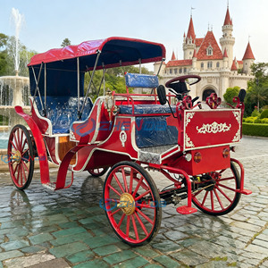 Popular Carruaje Eléctrico de 4 Ruedas Rojo para Bodas, Carruajes Turísticos Tirados por Caballos, Carruaje Real Eléctrico en Venta - Product Image 1