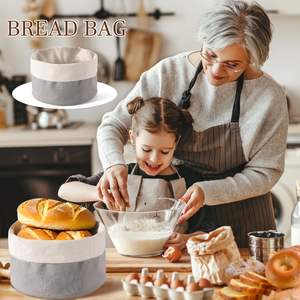 ถุงใส่ขนมปังแบบใช้ซ้ำได้ ตะกร้าผ้าทรงกลมสำหรับเก็บรักษาความสดของขนมปัง ซีเรียล ถั่ว ผลไม้ ผัก ธัญพืช - Product Image 5
