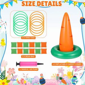 Jeu de lancer d'anneaux gonflables en PVC Seenelling Carottes de Pâques pour adultes, usage familial et scolaire, décorations de fête, amusant et mignon - Product Image 2
