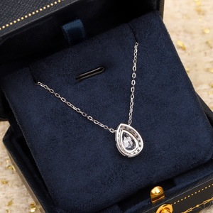 Liontin bintang wanita, liontin bintang mewah 925 perak murni rantai klavikula bentuk pir kalung tetesan air trendi berlian Mosan - Product Image 3