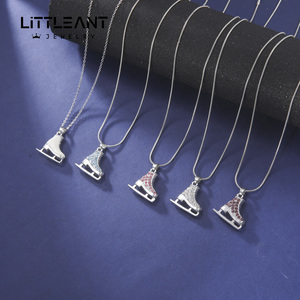 Fine Silver Tone Cristal <span class=keywords><strong>Patin</strong></span> À <span class=keywords><strong>Glace</strong></span> Pendentif Collier Multicolore Zircon Non Fading Patinage À Roulettes Collier <span class=keywords><strong>Pour</strong></span> Adolescents Filles Cadeau - Product Image 1