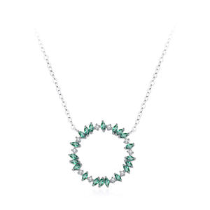 Natural Inspiration S925 Sterling Silver Marquise-Cut Green Zircon Wreath Pendant Necklace - Exclusive for Women - Product Image 1