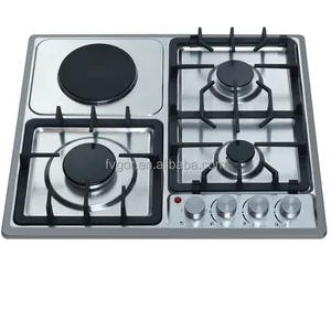 LPG NG 3 Gas 1 Electric Burner Stove Stainless Steel Hob Built-in Gas Stove