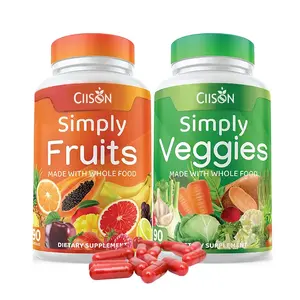 Amazon altın tedarikçisi en iyi fiyat özel Logo OEM doğal meyve ve sebze kapsülleri bütün gıda Superfoods 90 Veggie kapsüller